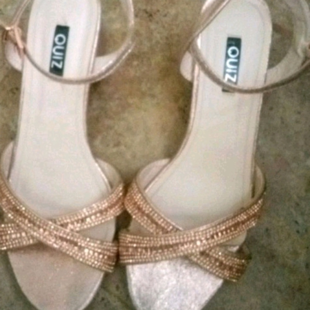 Quiz rose gold glitter sandals
